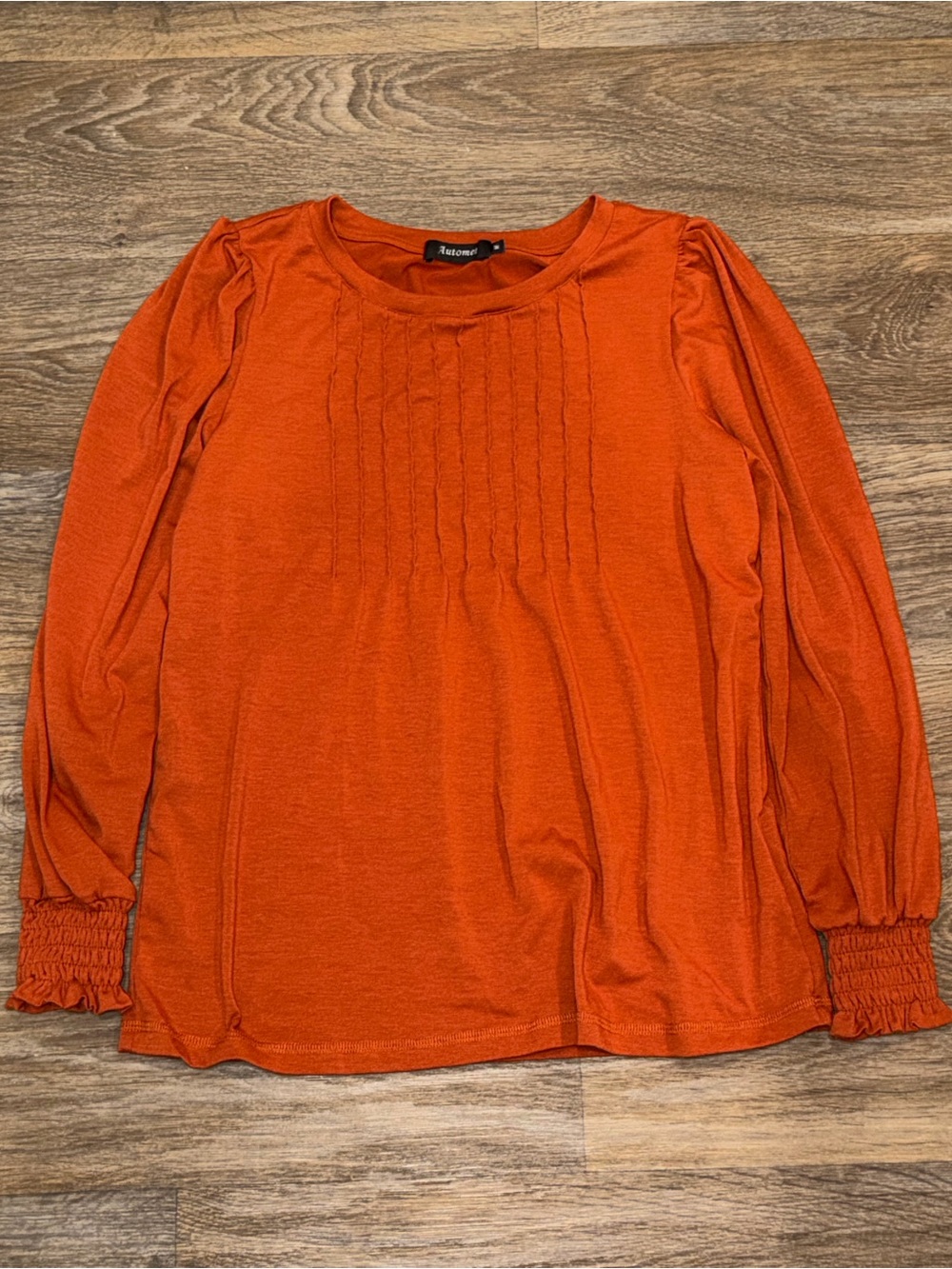 Mossimo Orange Long-Sleeve Pintuck Top